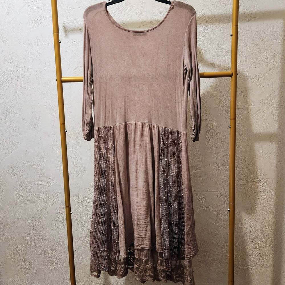 FROCCELLA Dress Art 8728 Size 7 Mauve Brown Lace Made in Italy